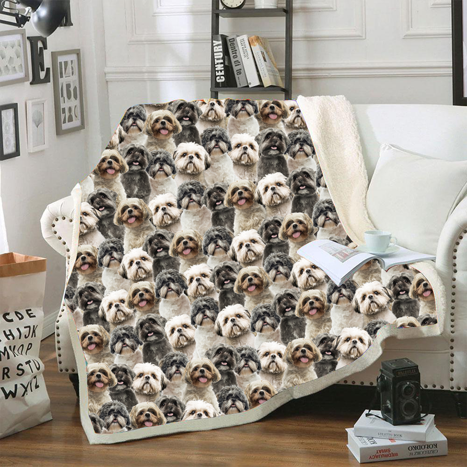 Shih Tzu Dog Face Printed Blanket Dogs Blanket Design