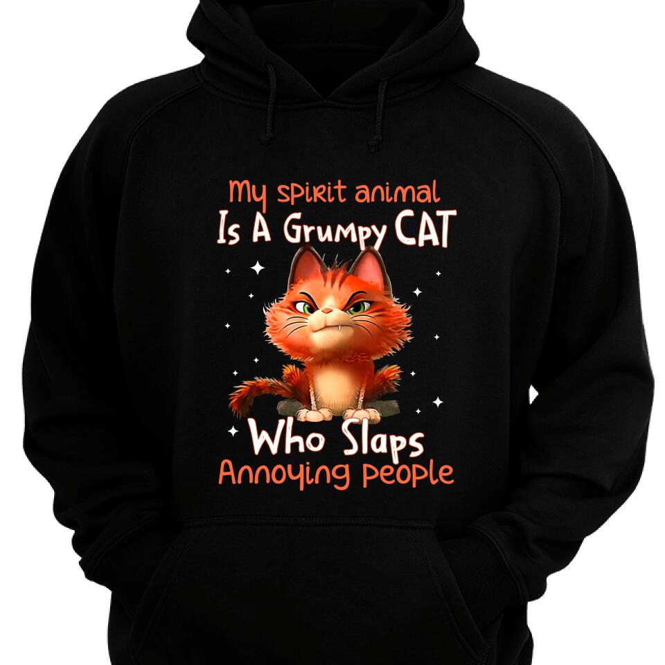 My Spirit Animal Is A Grummy Cat – Who Slaps Annoying People Hoodie – Trending Personalized