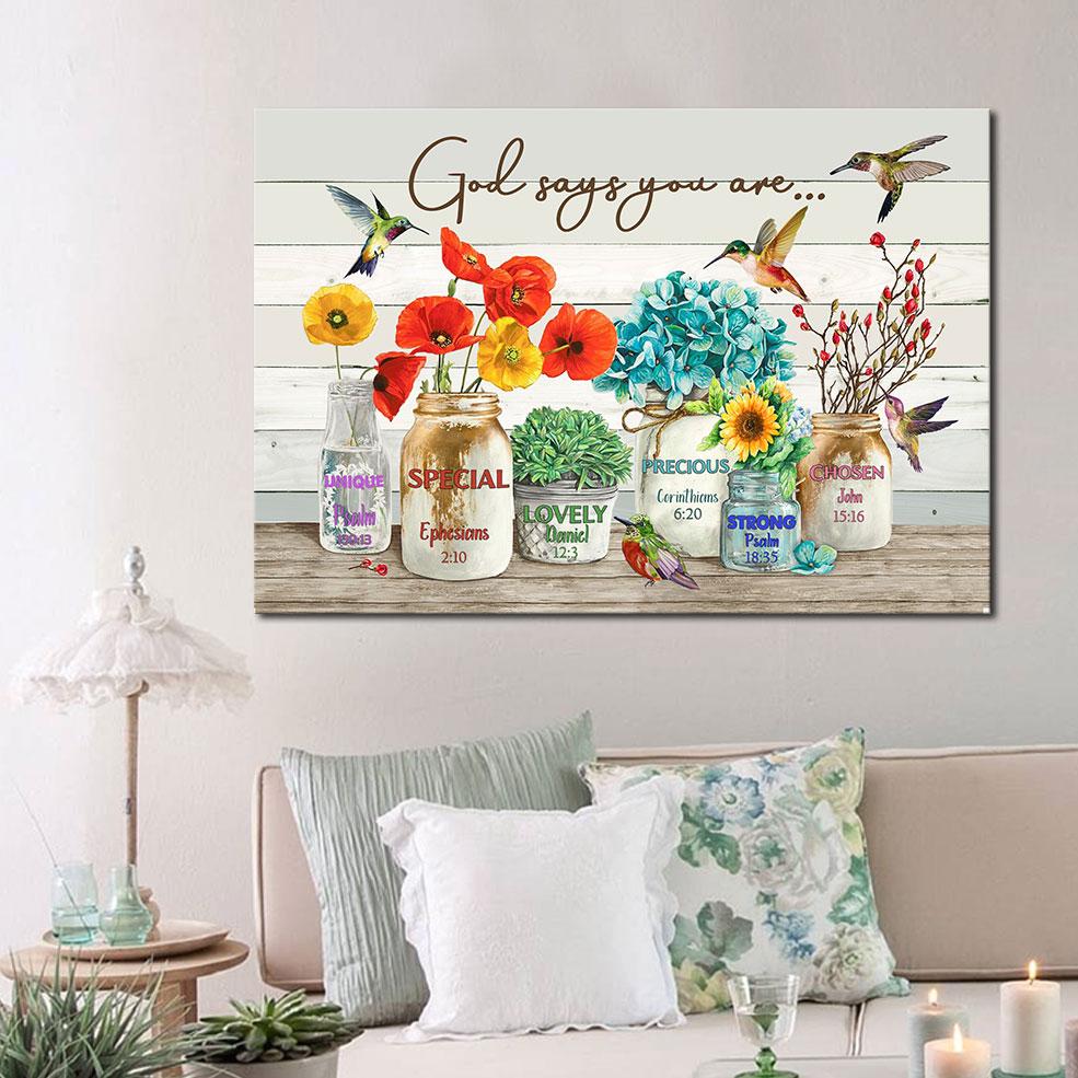 Flowers Jars God Says You Are Poster - Poster Art Design