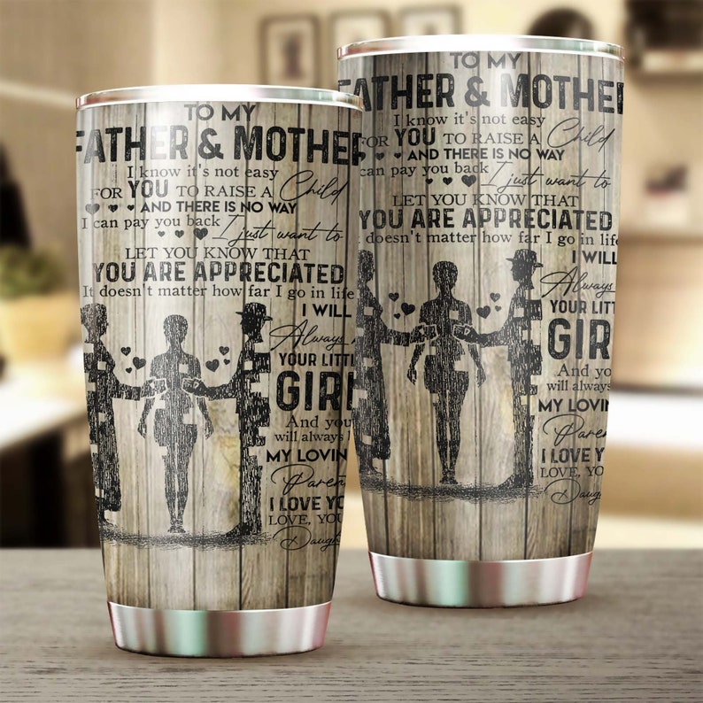 Mom Dad Always Your Little Girl Always Be My Hero My Love  Tumbler-Birthday Christmas Gift Father’S Day Gift For Mom Dad From Daughter