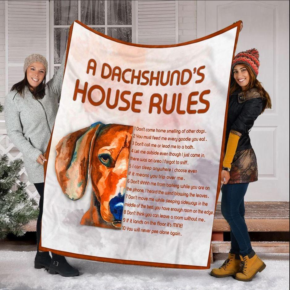 A Dachshund’S House Rules Dog Lovers Gift Fleece Blanket – Quilt Blanket