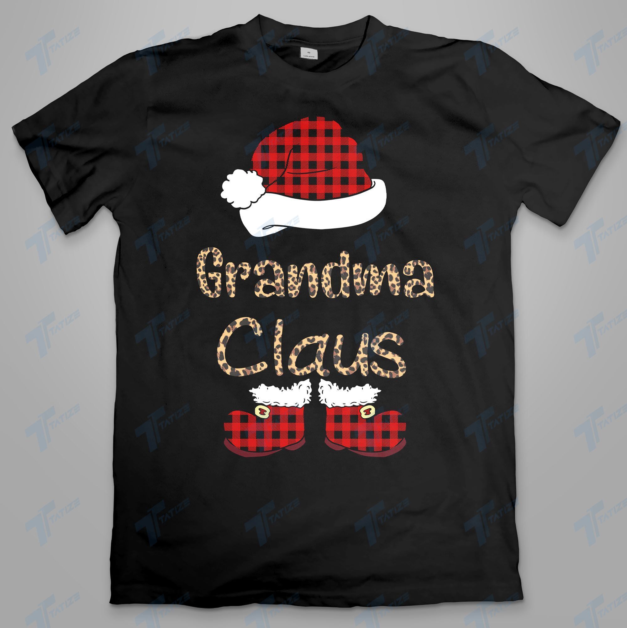 Family Claus Leopard Buffalo Plaid Graphic Unisex T Shirt, Sweatshirt, Hoodie Size S – 5XL