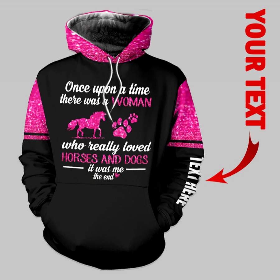 Personalized  A Women Love Horse And Dogs US Unisex Hoodie