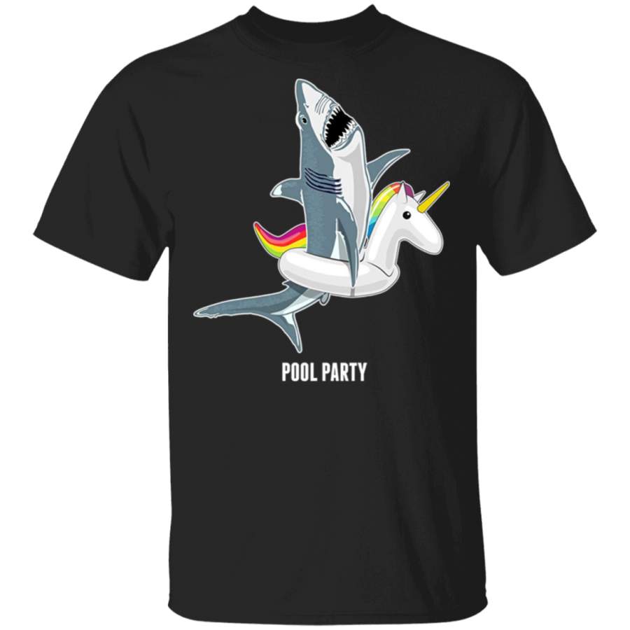 Pool Party Unicorn Float Funny Shark T shirt