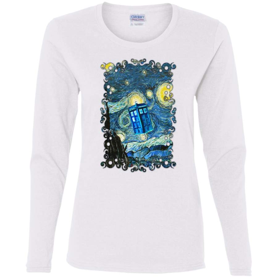 AGR Dr Who Tardis Police Box Ladies’ Cotton LS T-Shirt