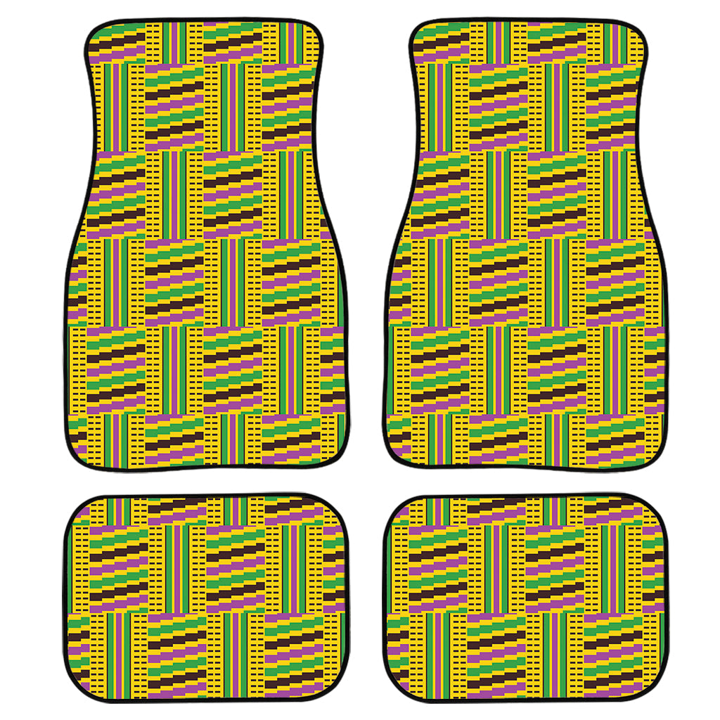 Ghana Kente Pattern Print Front And Back Car Floor Mats, Front Car Mat