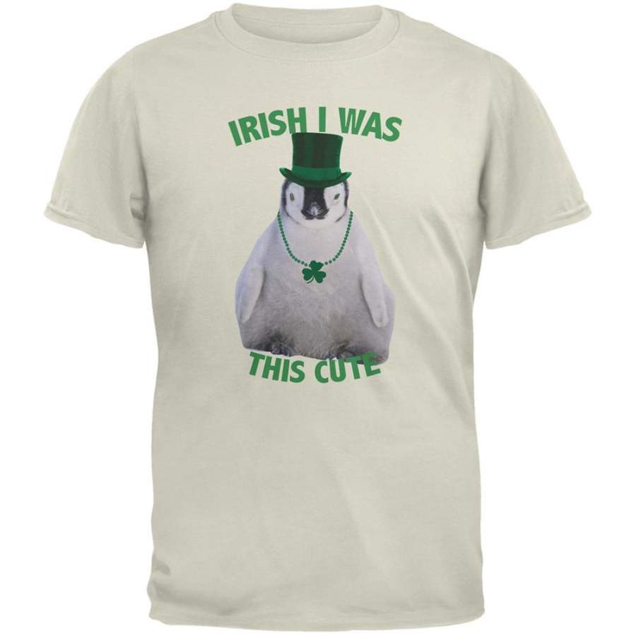 St. Patrick’s Day – Irish I Was This Cute Penguin Natural Adult T-Shirt