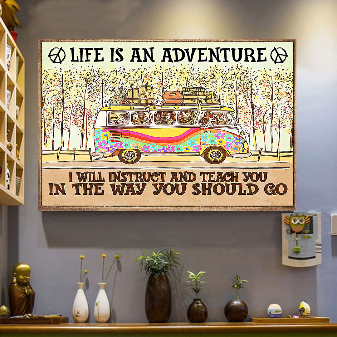 Life Is An Adventure Hippie Pospo Satin Portrait Poster Print - Poster ...