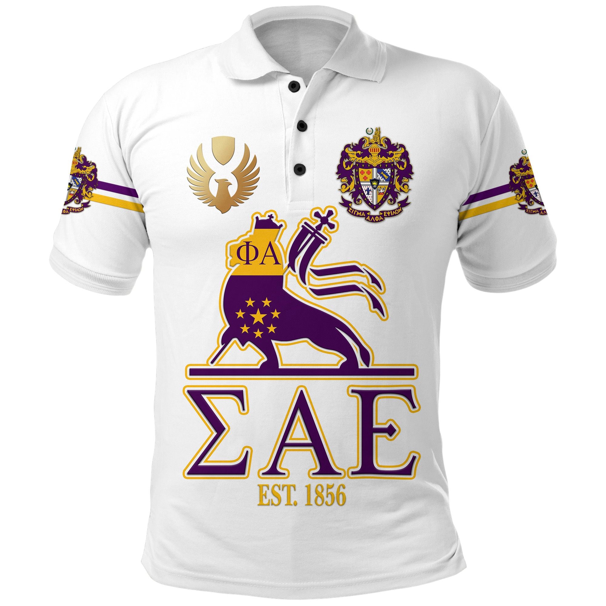 (Custom Personalised) Sigma Alpha Epsilon Sae Polo Shirt Lion Vibes – White Lt8