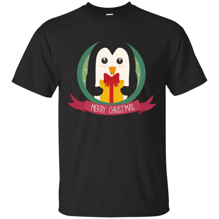 CALLIGRAPHY – Penguin with Christmas Present T Shirt & Hoodie