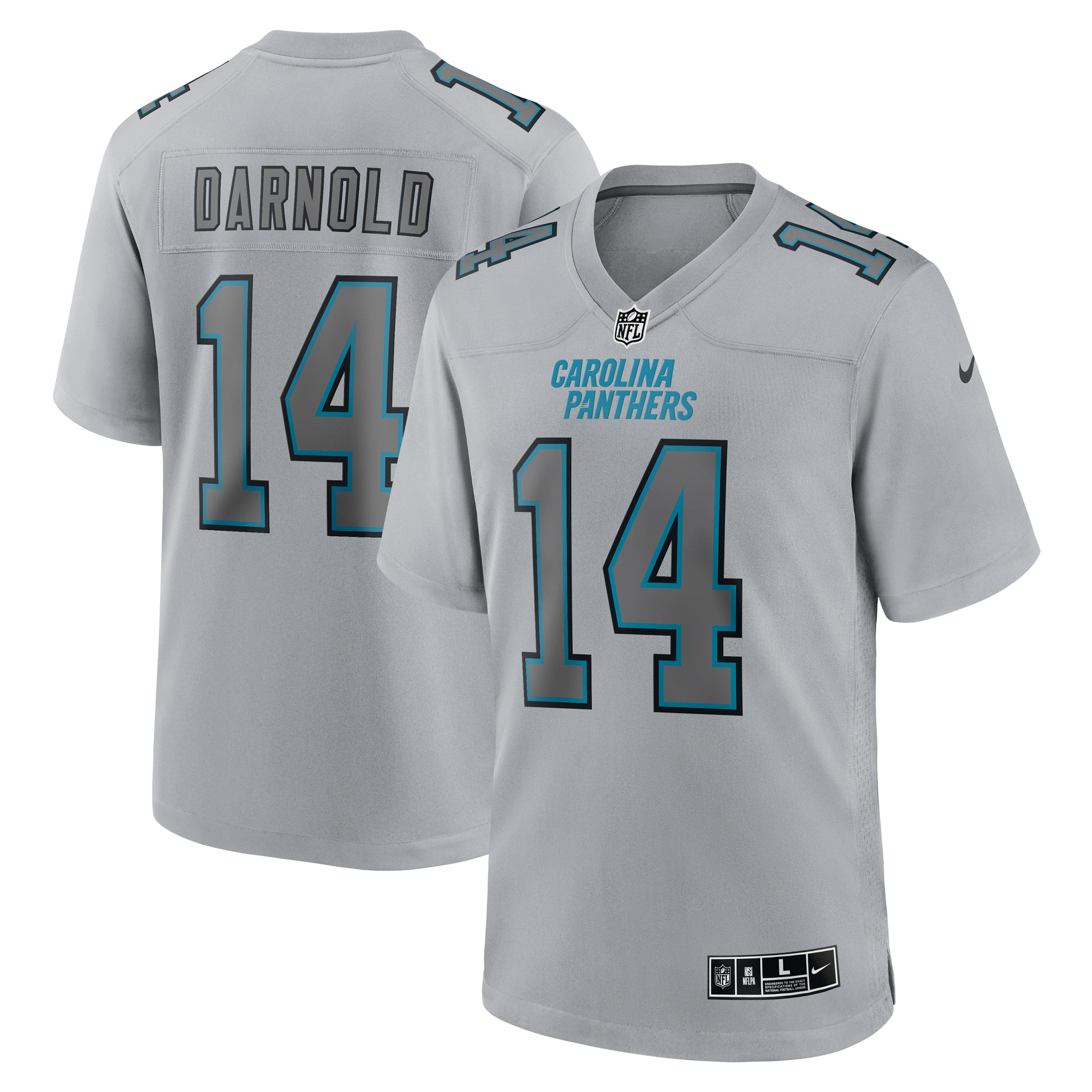 Men’s Carolina Panthers Sam Darnold Gray Atmosphere Fashion Game Jersey