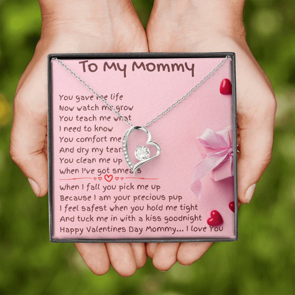 To My Mommy On Valentines Day Heart Necklace From Your Child, Heartfelt