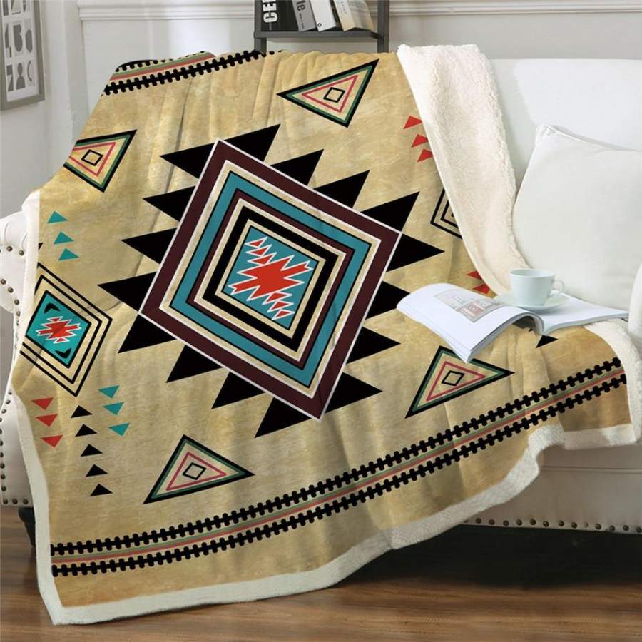 Native Geometric Tribal Sherpa Blanket