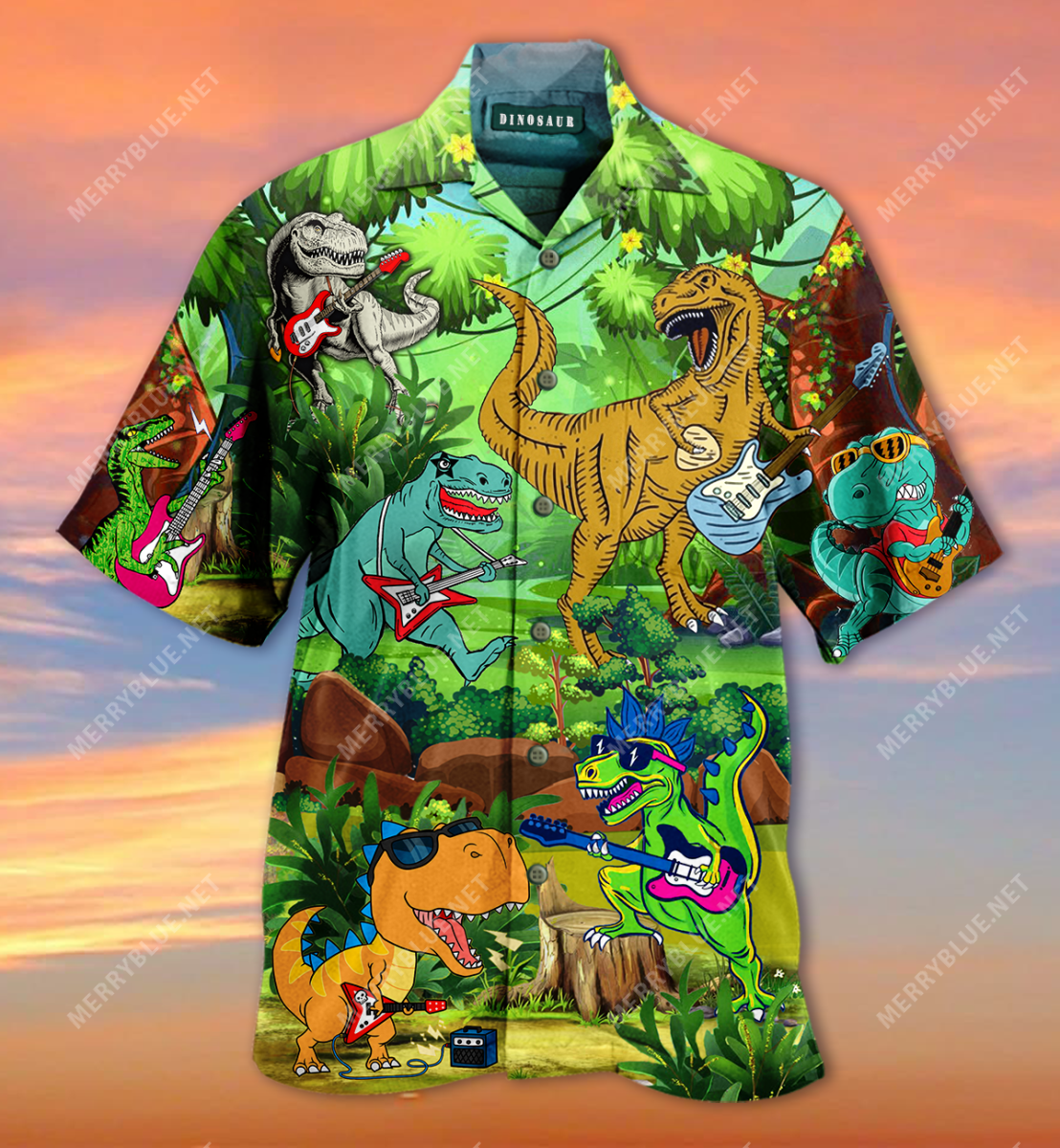 Dinosaur Play Guitar Like A Star Hawaii Shirt Ha1238