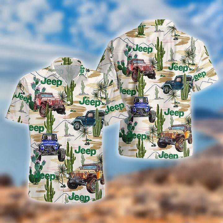 Hawaii Aloha Shirt Made In Jeep Cactus Desert Ha36769