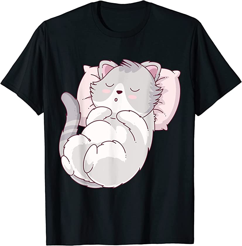 Cute Cat Sleeping on a pillow for kitten lovers kids women T-Shirt