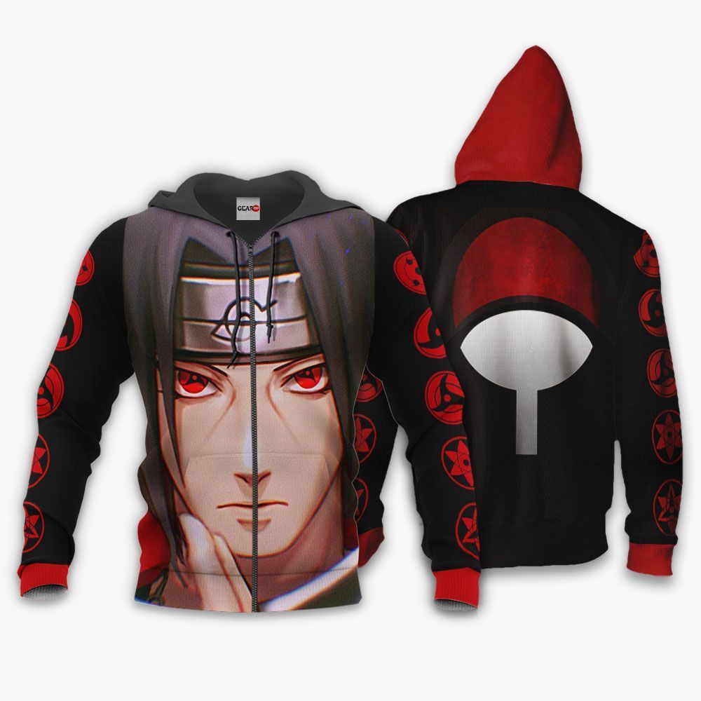 Uchiha Itachi Sharingan Eyes Hoodie Shirt Anime Zip Jacket