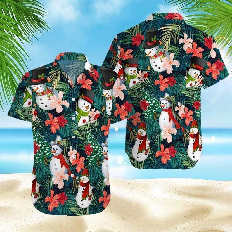 High Quality Snow Man Cute Christmas Santa Claus Funny Hawaii Aloha Shirts V Ha12018