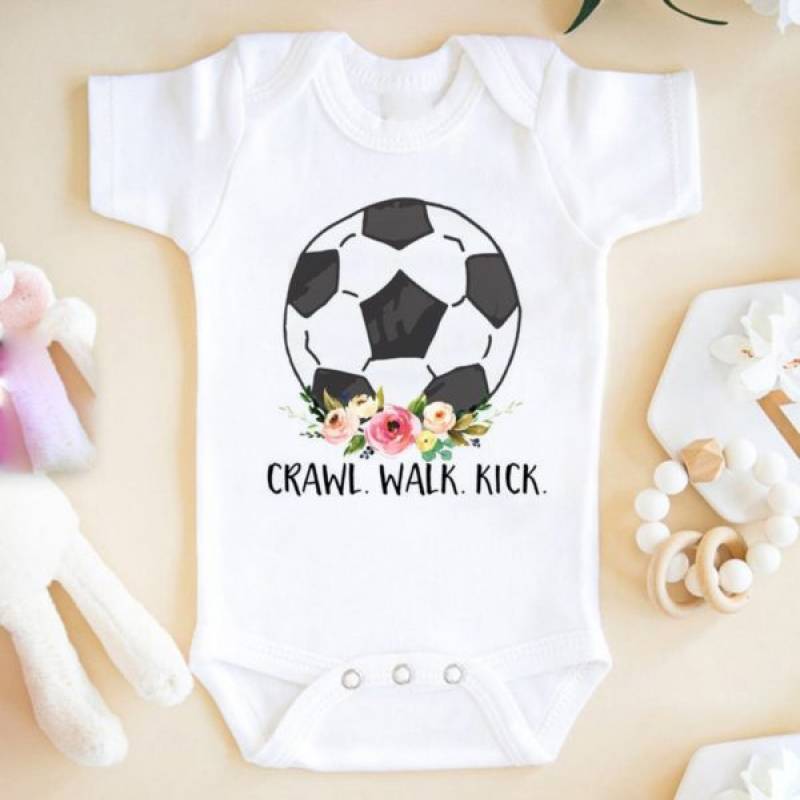Crawl Walk Kick Soccer Baby Onesie – Cute Onesies Gsge – Fathers Day Shirt Gsge