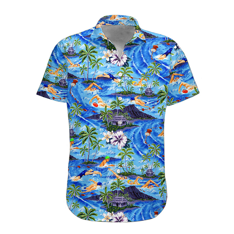 Gearhumans Swimming Hawaiian Shirt Ha43801