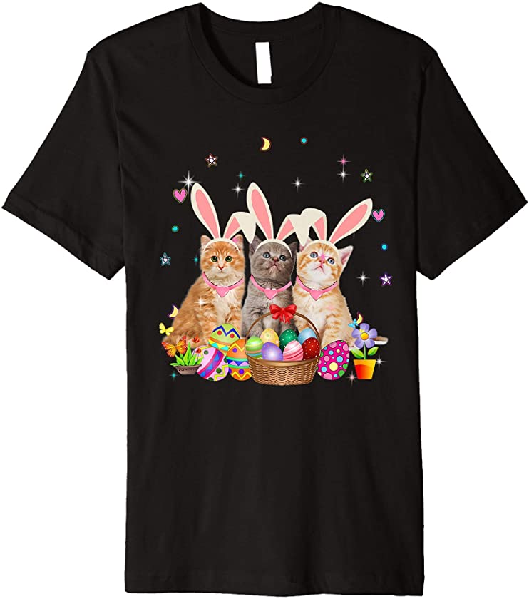 Three Cat Easter Day Bunny Eggs Easter Costume Womens Kids Premium T-Shirt