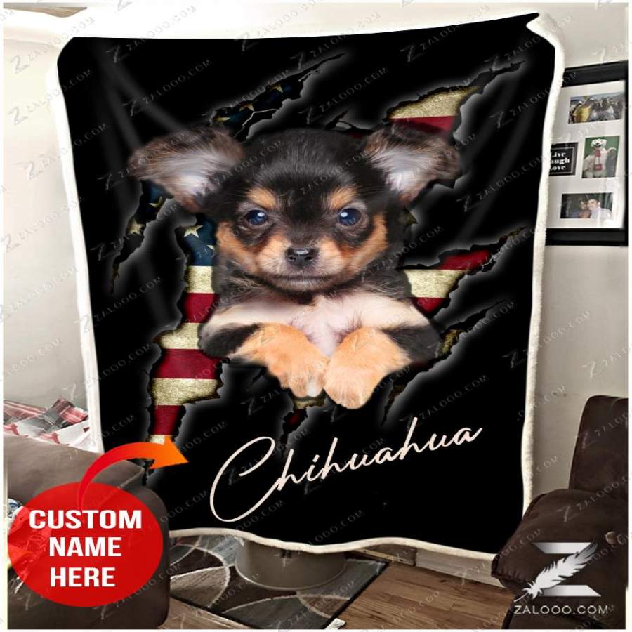 Zalooo – Custom Fleece Blanket – CHIHUAHUA – Flag