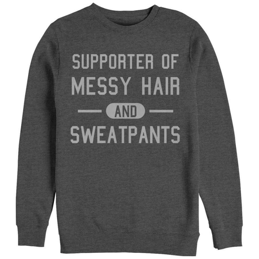 CHIN UP Women’s Messy Hair and Sweatpants  Sweatshirt Charcoal Heather