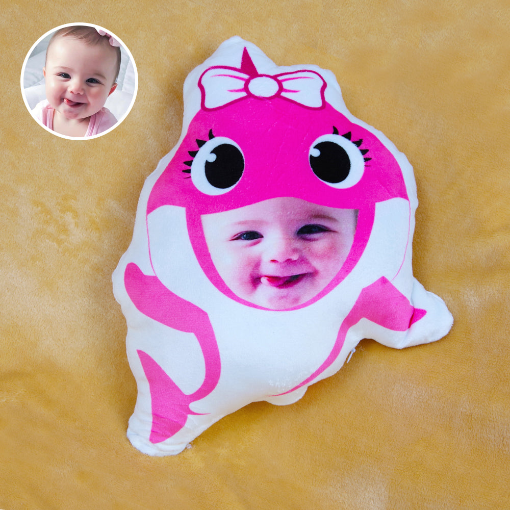 Custom Face Pillow, Love Family, Cute Little Pink Baby Shark