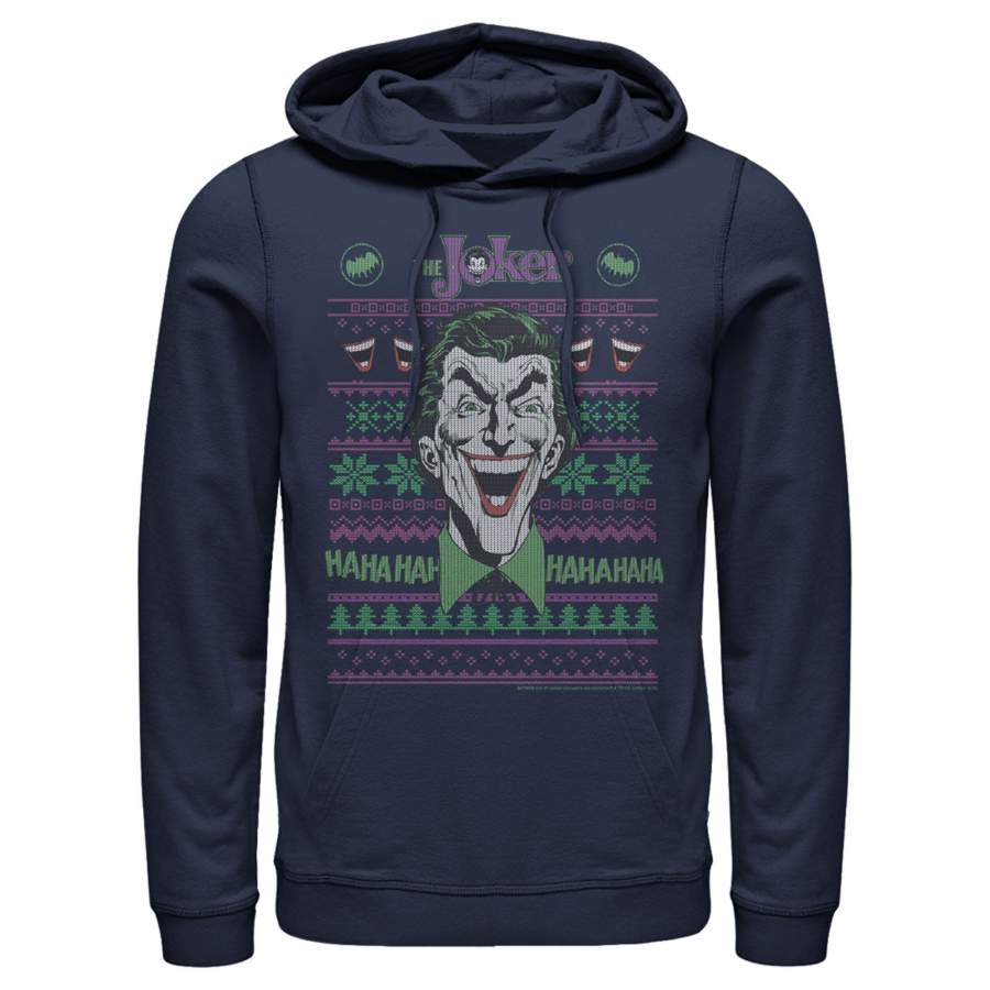 Batman Men’s Ugly Christmas Joker Laugh  Lightweight Hoodie