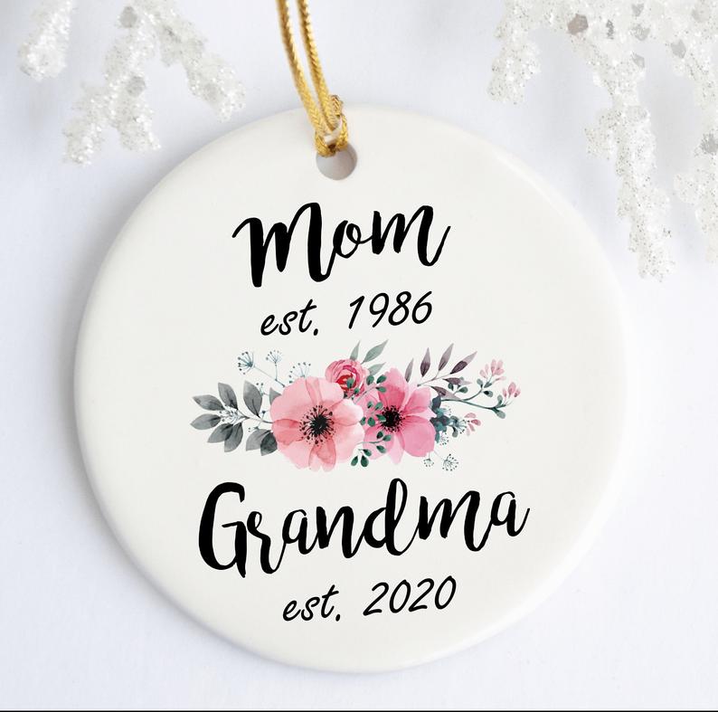 New Grandma Ornament Pregnancy Announcement, Promoted To Nana, Est Ornament