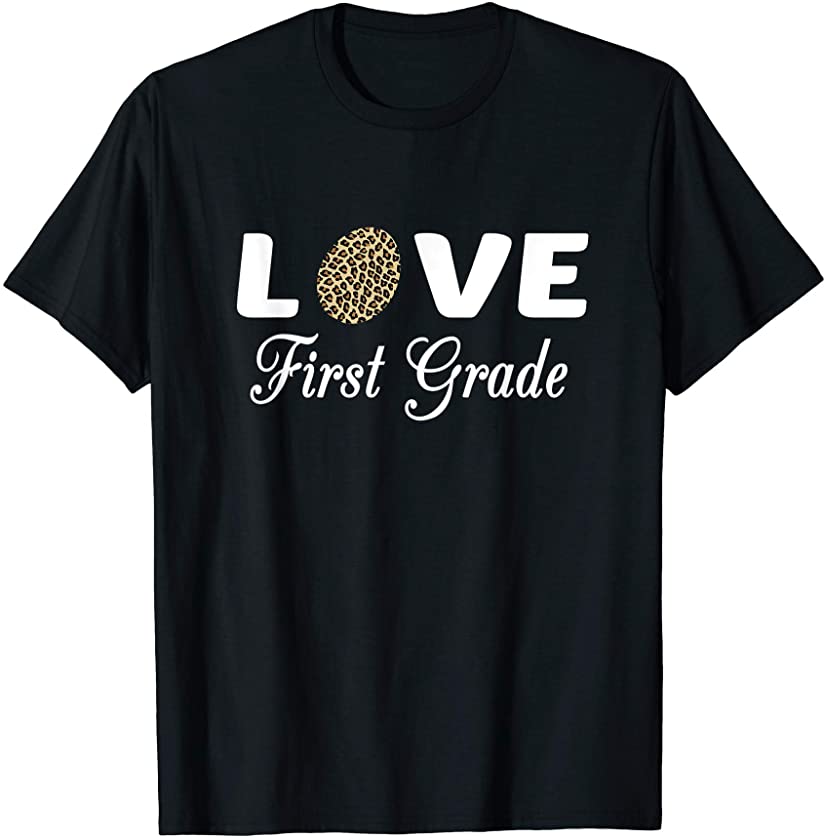 Easter First Grade Teacher Plaid Leopard Print T-Shirt