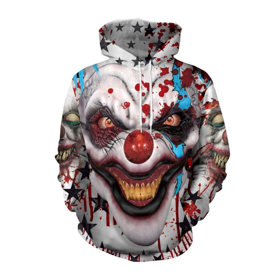 Halloween 3D Clown Digital Print Hoodie Sweater Hoodie – 3D All Over Printed – VF09