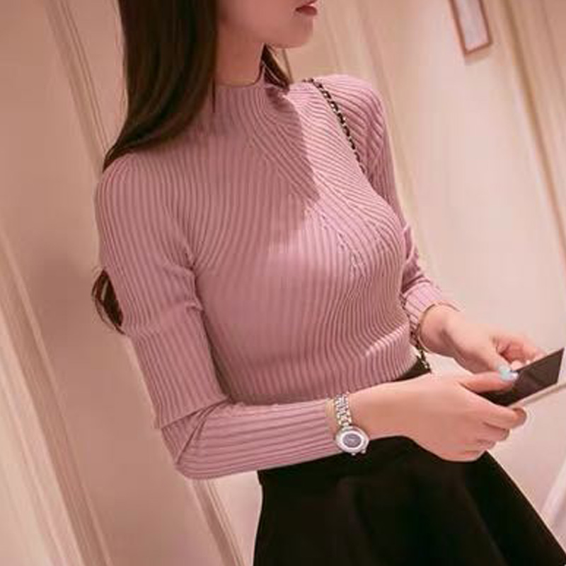 Turtleneck Sweater Women Fashion 2022 Autumn Winter Stretch Basic Tops Women Long Sleeve Slim Jumper Knitted Pullovers Sweater alx