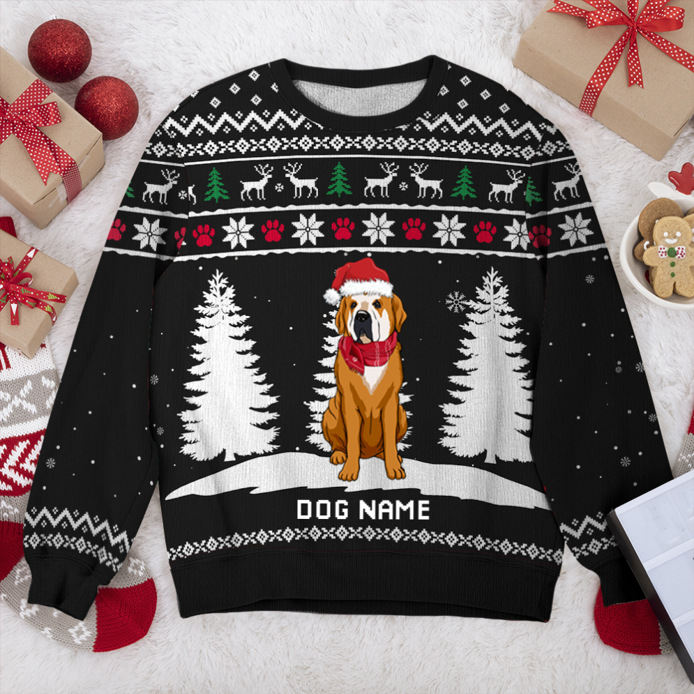 Spanish Mastiff Winter Dog Personalized Sweater, Dog Ugly Christmas Sweater