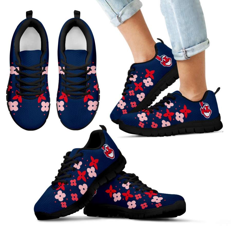 Flowers Pattern Cleveland Indians Sneakers