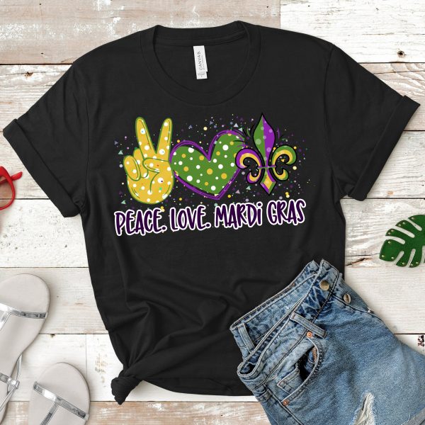 Peace Love Mardi Gras Tee