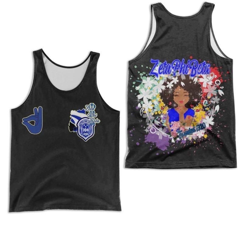 Wonderprint Tank Top Zeta Phi Beta Rainbow Flower Girl Racerback Tank