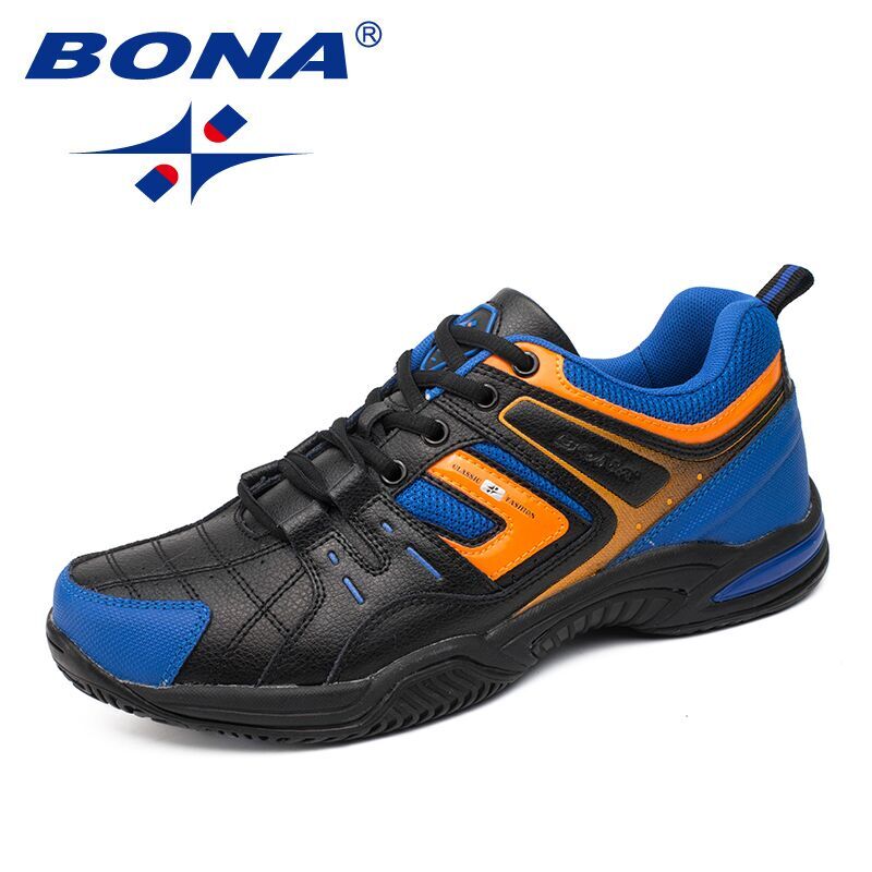 BONA Running Shoes Men Lace Up Light Leisure Sport Shoes Outdoor Jogging Breathable Leather Sneakers Comfortable Walking Shoes alx