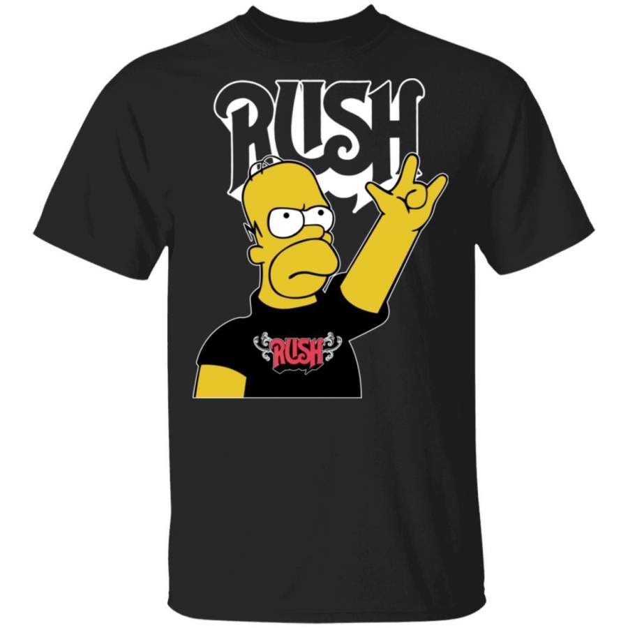 Homer Simpson Rush Tee Shirt Rock Band T-shirt MT01