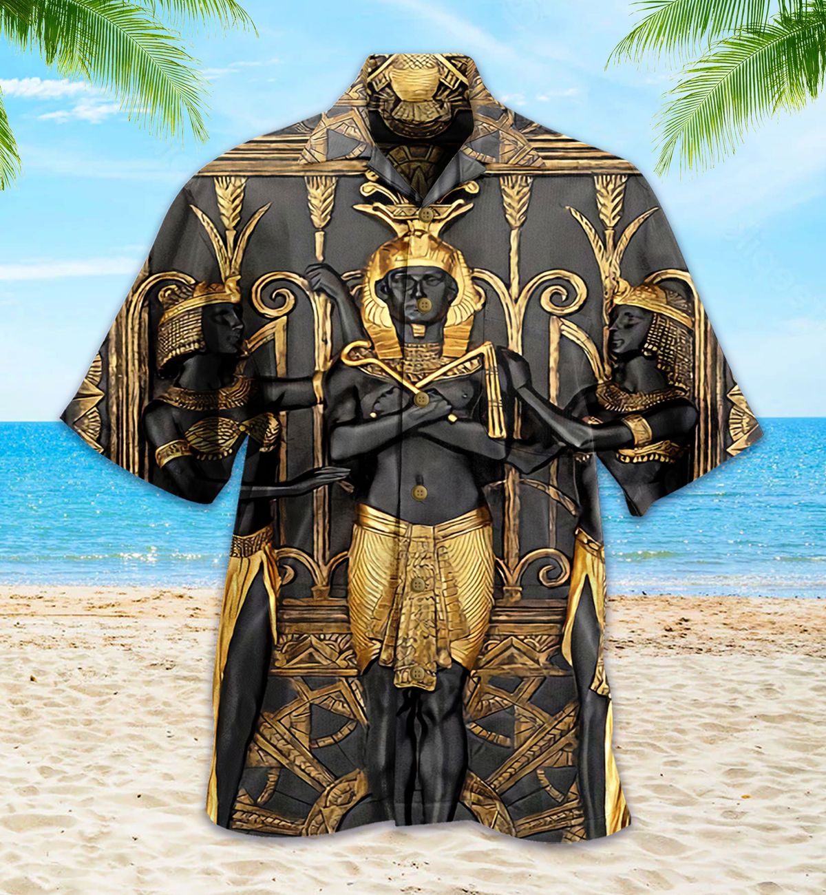 Ancient Egypt Pharaoh Black Gold Hawaii Shirt Ha72114