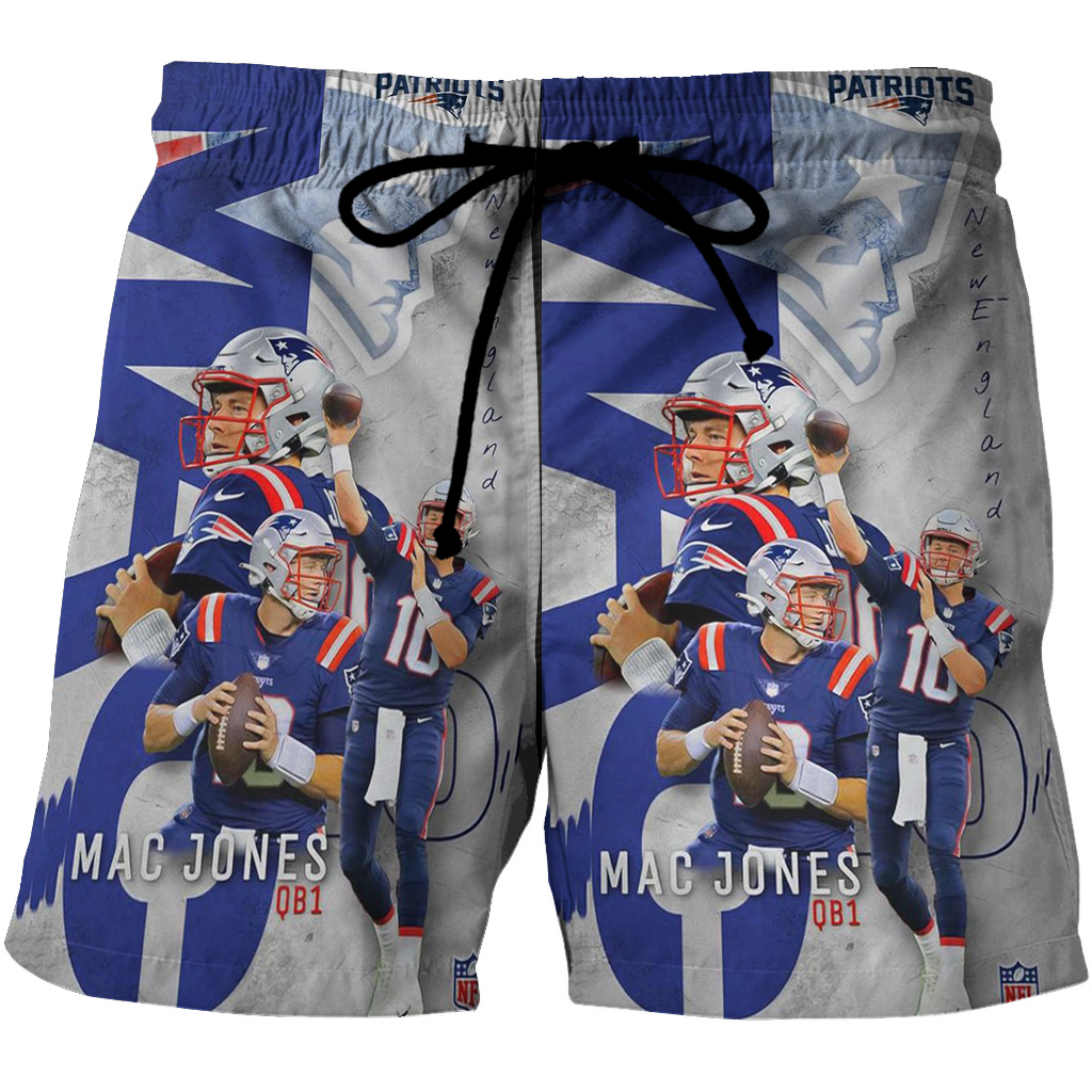 New England Patriots Mac Jones2 3D All Over Print Summer Beach Hawaiian Short