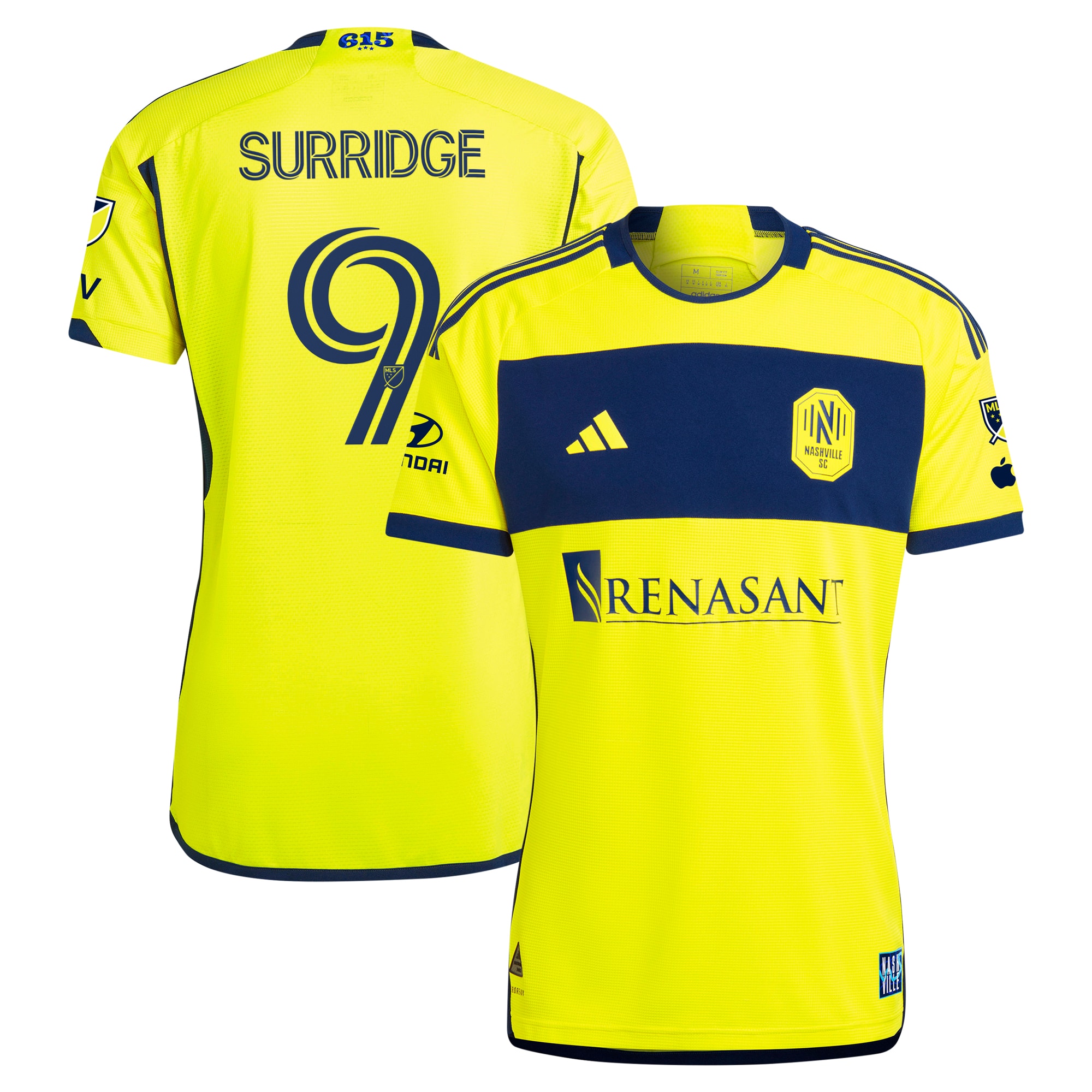 Sam Surridge Nashville SC 2024 The 615 Kit Authentic Player Jersey – Yellow