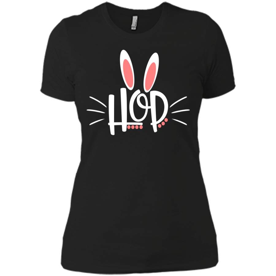 Cute Easter Holiday Shirt with Bunny Rabbit Ears for Kids Next Level Ladies Boyfriend Tee