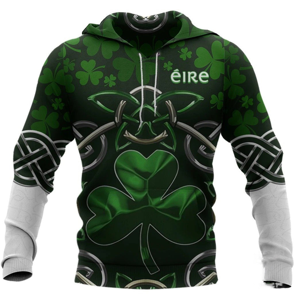 Dilypod Irish Saint Patrick’S Day Shamrock Celtic Cross Hoodie T-Shirt Sweatshirt Pi