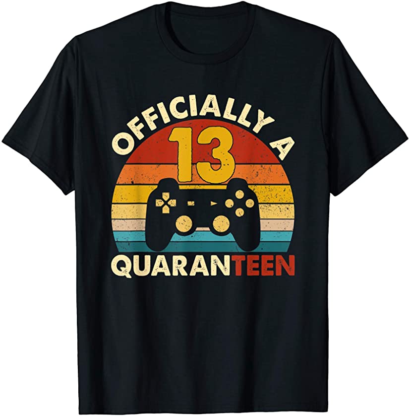 Vintage Officially Quaranteen Funny 13th Birthday Gamer Gift T-Shirt