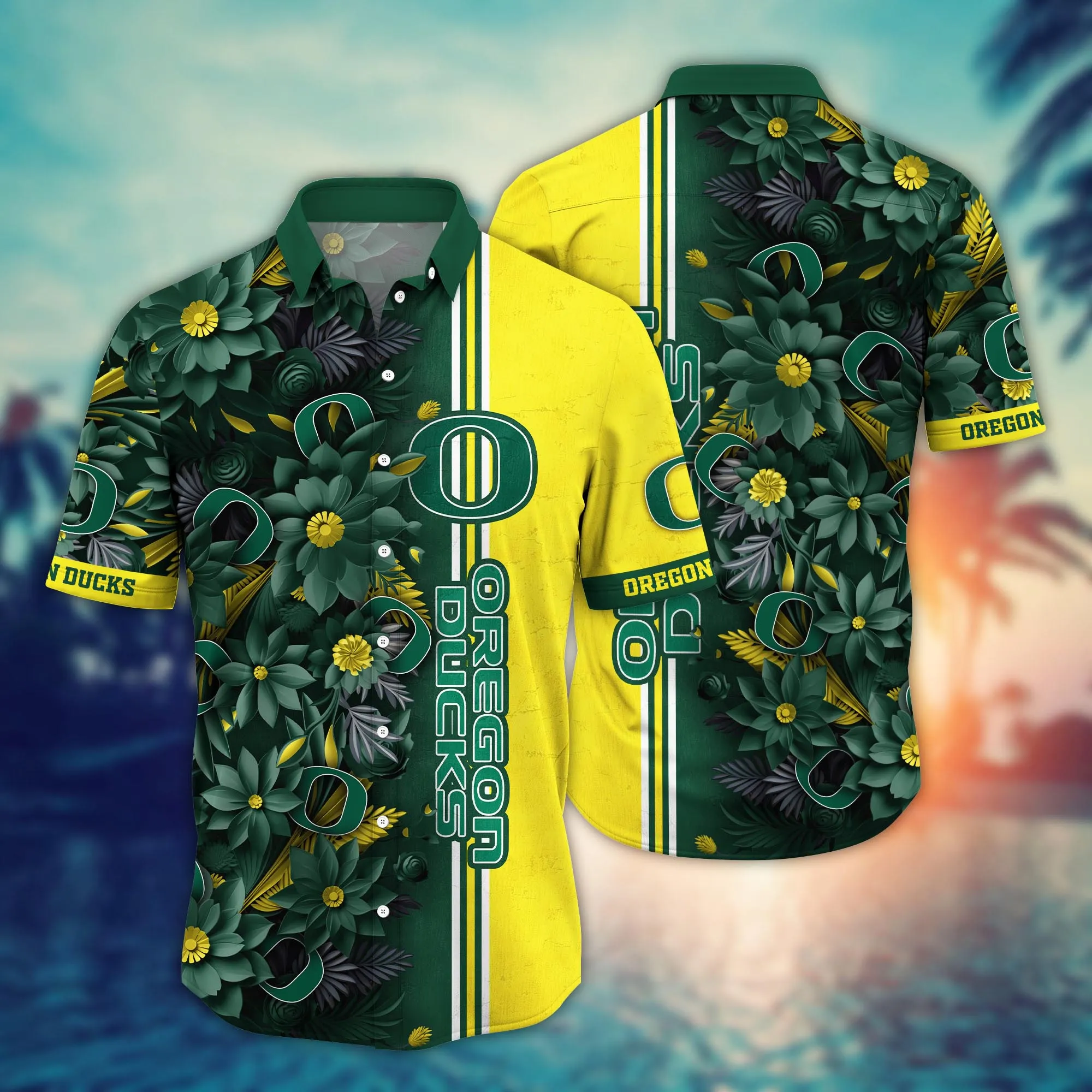 Oregon Ducks NCAA Hawaiian Shirt Custom Sunglasses Aloha Shirt