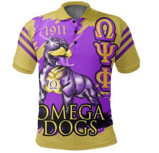 Omega Psi Phi 1911 Omega Dogs Gold Color Polo Shirt