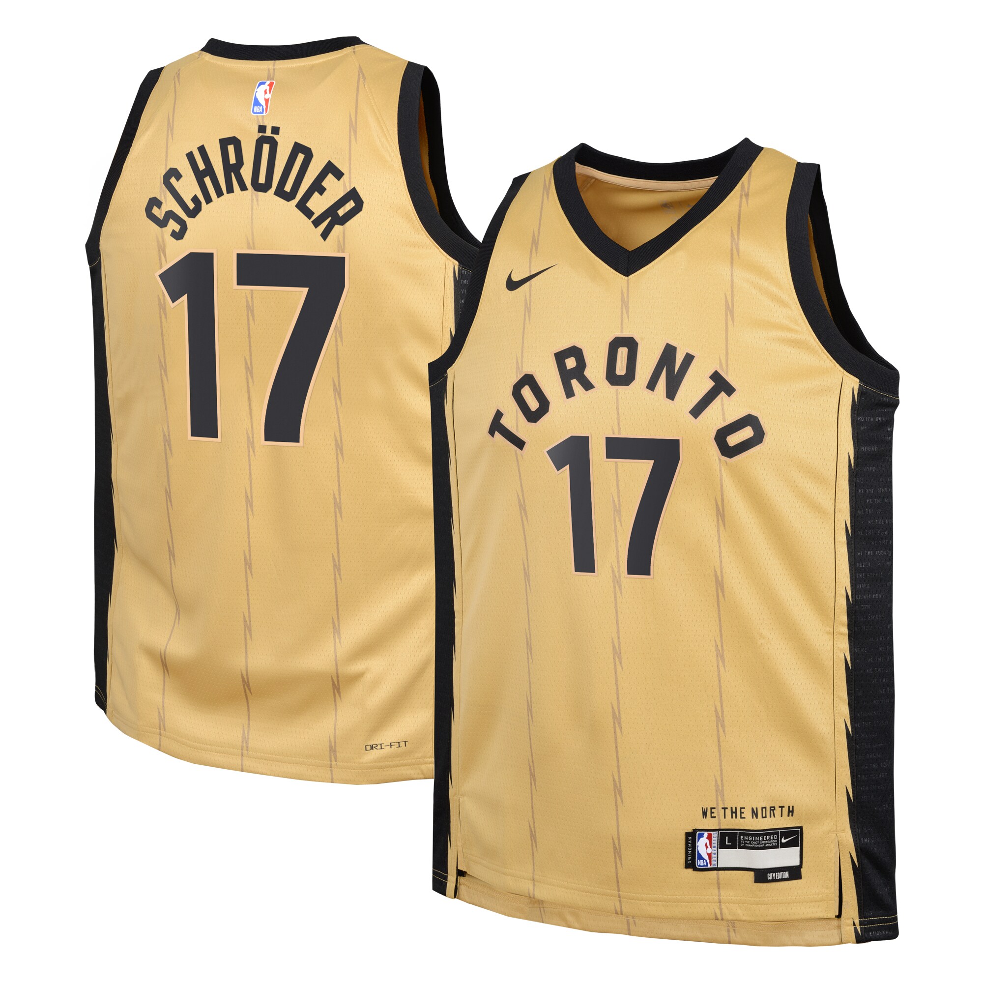 Toronto Raptors City Edition Swingman Jersey 23 – Gold – Dennis SchrËder – Youth