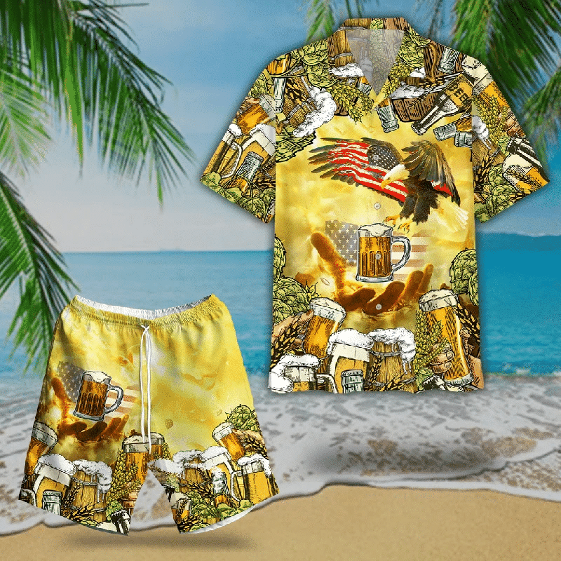 American Eagles And Beer Hawaii Shirt Set Unisex Ha37798