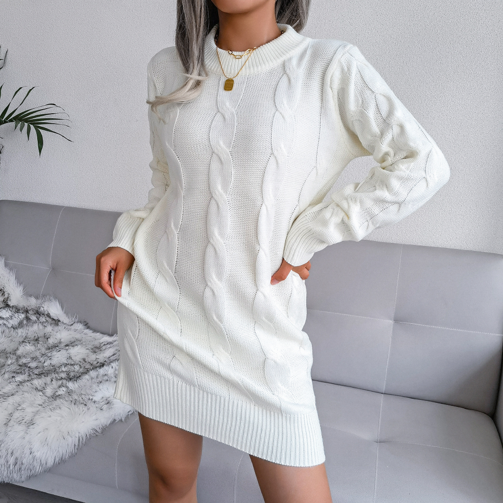 Autumn Winter Twisted Kniting Bodycon Dresses Women Long Sleeve Knitted Sweater Dress Casual Mini Dress Without Belt Vestidos alx